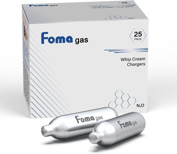 25 pack 8g FOMAGAS Whip Cream Chargers 25 Pack Use by 2027 New