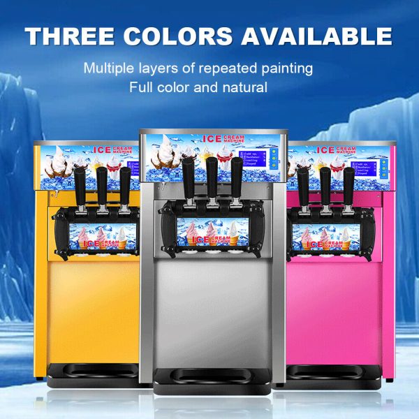 3 Flavor Commercial Automatic Frozen Yogurt Soft Ice Cream Cones Maker Machine