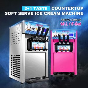 3 Flavor Commercial Soft Ice Cream Frozen Automatic Yogurt Cone Maker Machine