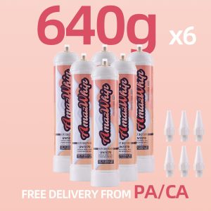 AmazWhip 640g Whipped Cream Charger Pure Food Grade Excellent Taste 6 TANKS
