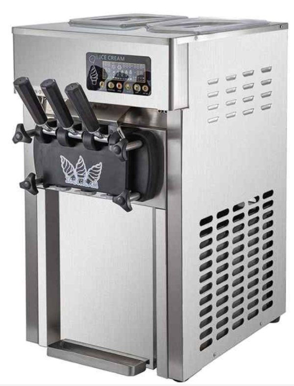 Commercial Soft ICE Cream 3 Flavor Steel Frozen Yogurt Cone Maker Machine 1200W