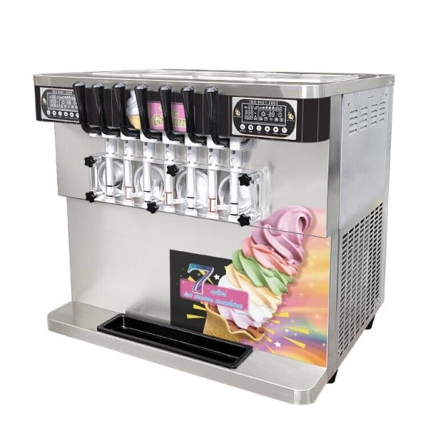 Commercial tabletop 7 flavors soft ice cream machine 4+3 mixed flavors