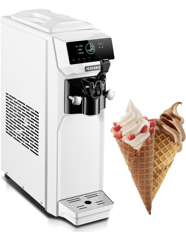 DESENNIE 110V Commercial Soft Serve Ice Cream Machine w Pre-Cooling 13L / 3.4gph