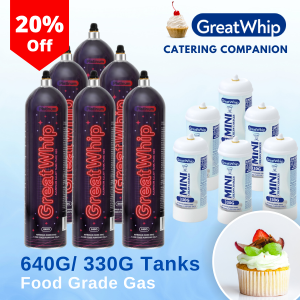 GreatWhip Cream Charger 640g Aluminum / 330g Cannister Option X 6 Tanks Culinary