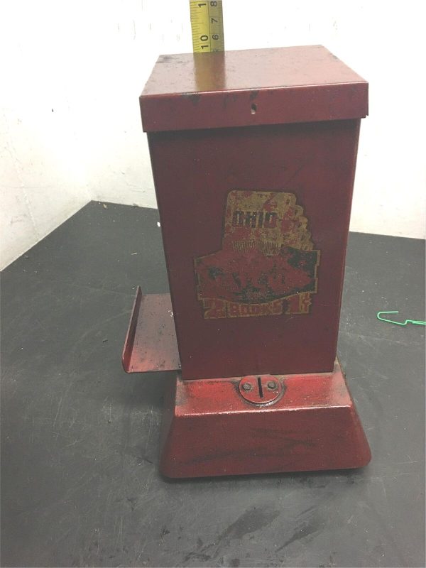RARE Vintage Red metal Ohio match vending machine 2 books 1 penny northwestern